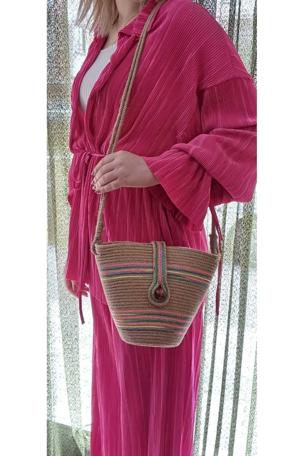 Hasır Çanta Tasarım Miniboy Çanta ,elite Otantik Kadın Çantası, El Yapımı Çanta, Jüte Çanta