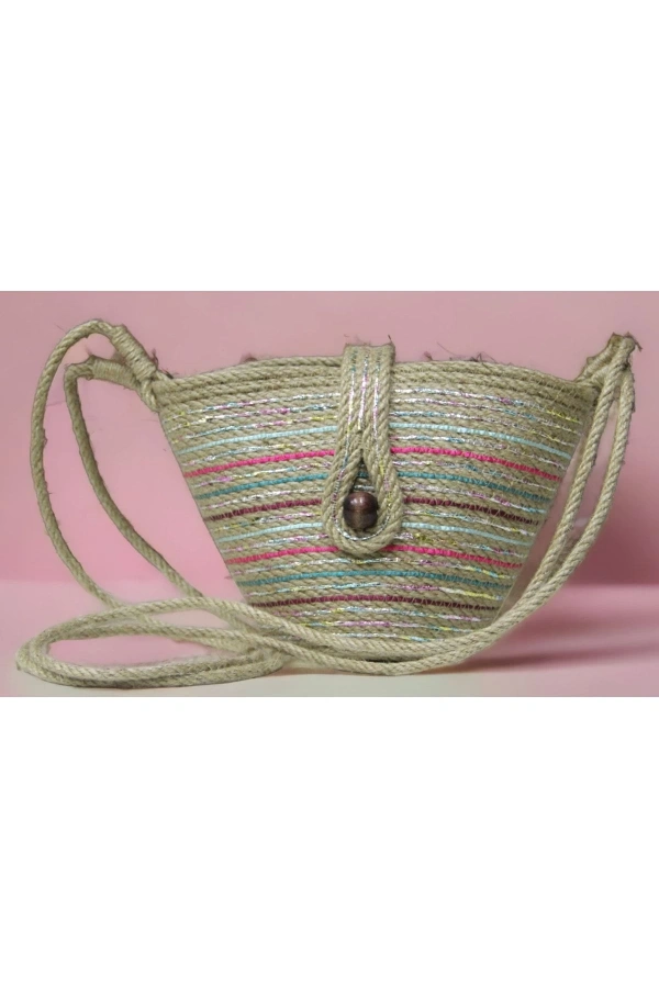 Hasır Çanta Tasarım Miniboy Çanta ,elite Otantik Kadın Çantası, El Yapımı Çanta, Jüte Çanta