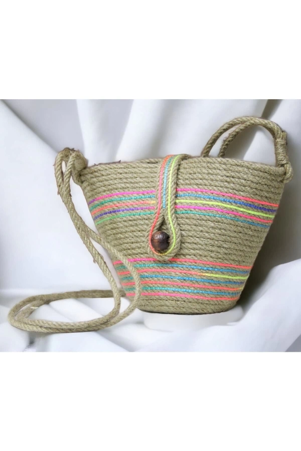 Hasır Çanta Tasarım Miniboy Çanta ,elite Otantik Kadın Çantası, El Yapımı Çanta, Jüte Çanta