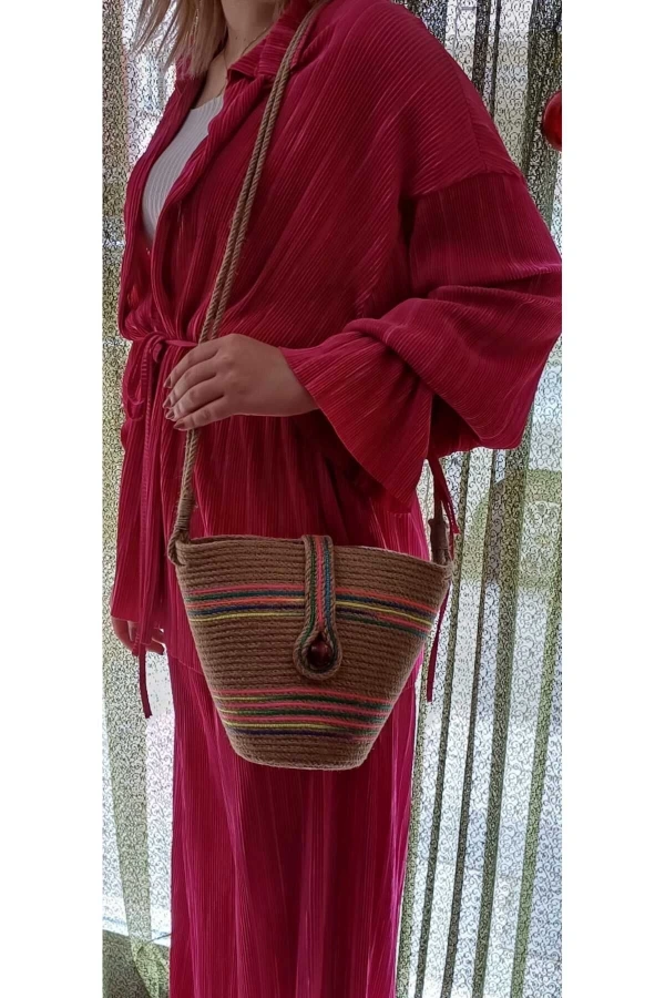 Hasır Çanta Tasarım Miniboy Çanta ,elite Otantik Kadın Çantası, El Yapımı Çanta, Jüte Çanta