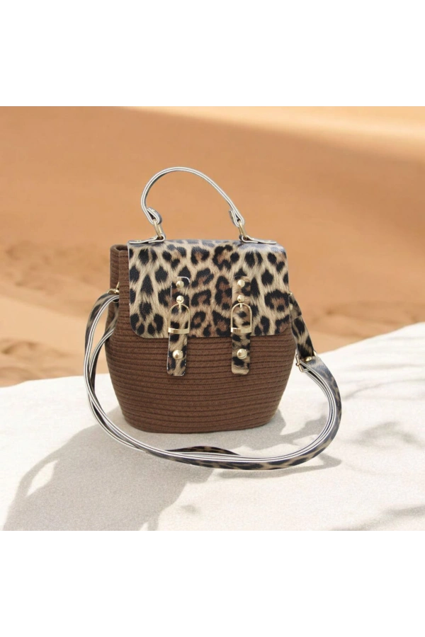 hasır deri kapaklı deri saplı el yapımı spor çanta