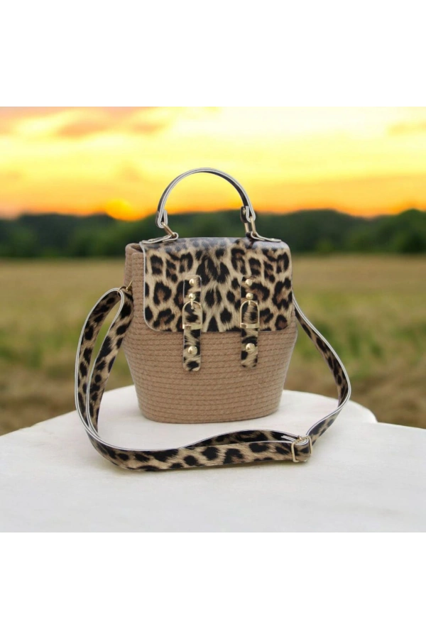 hasır deri kapaklı deri saplı el yapımı spor çanta