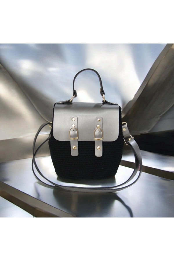 hasır deri kapaklı deri saplı el yapımı spor çanta