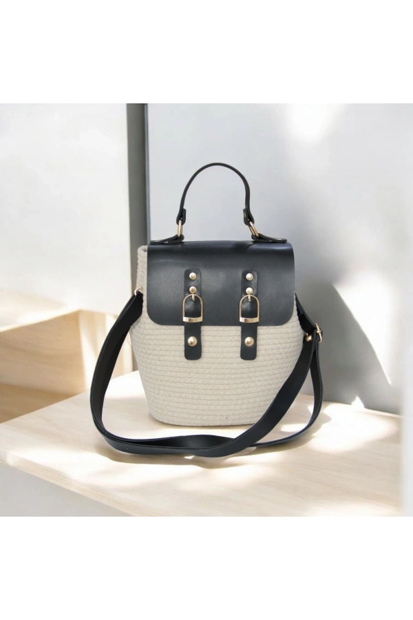 hasır deri kapaklı deri saplı el yapımı spor çanta