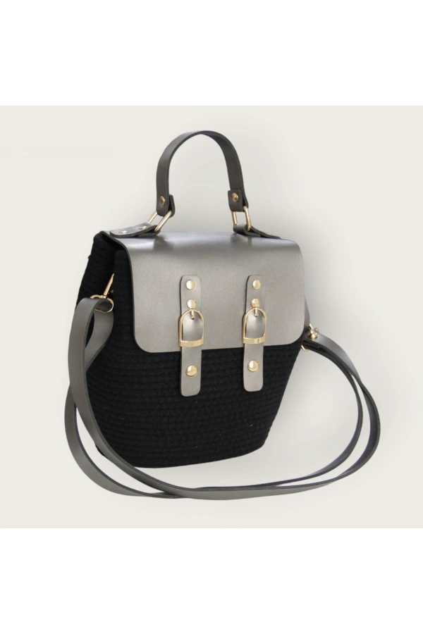 hasır deri kapaklı deri saplı el yapımı spor çanta