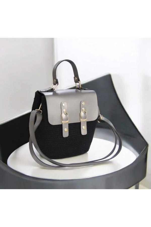 hasır deri kapaklı deri saplı el yapımı spor çanta