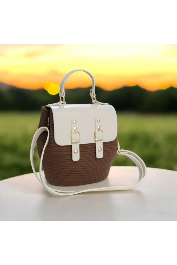 hasır deri kapaklı deri saplı el yapımı spor çanta