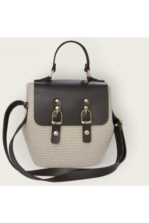 hasır deri kapaklı deri saplı el yapımı spor çanta