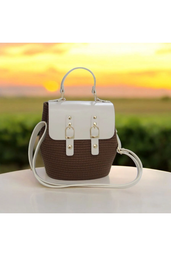 hasır deri kapaklı deri saplı el yapımı spor çanta