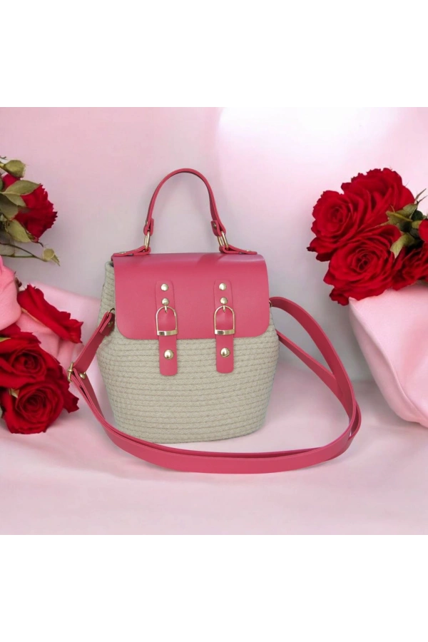 hasır deri kapaklı deri saplı el yapımı spor çanta