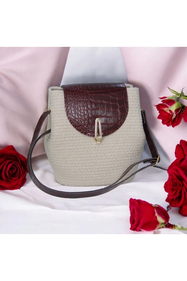 hasır deri kapaklı deri saplı el yapımı spor çanta