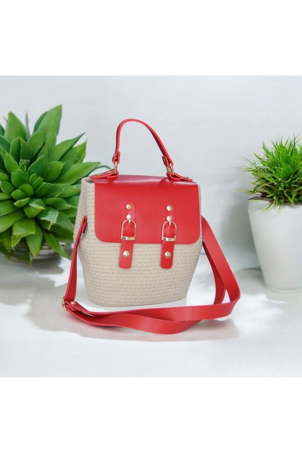 hasır deri kapaklı deri saplı el yapımı spor çanta