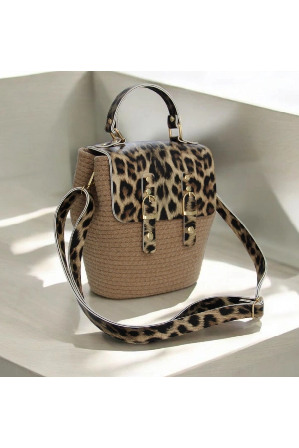 hasır deri kapaklı deri saplı el yapımı spor çanta