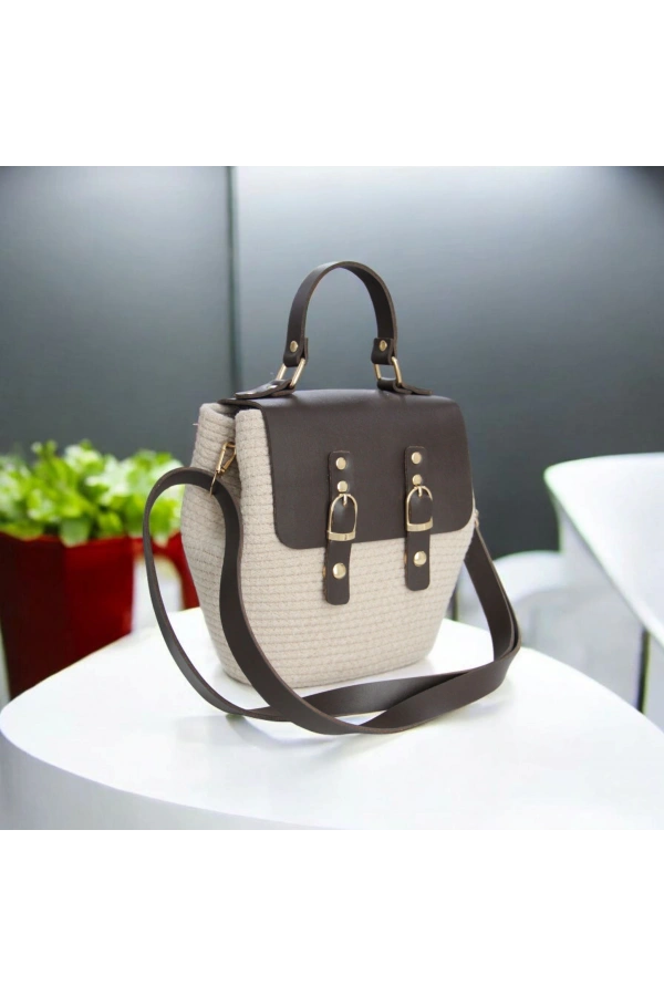 hasır deri kapaklı deri saplı el yapımı spor çanta