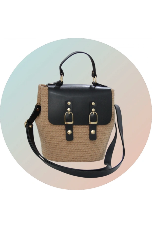 hasır deri kapaklı deri saplı el yapımı spor çanta