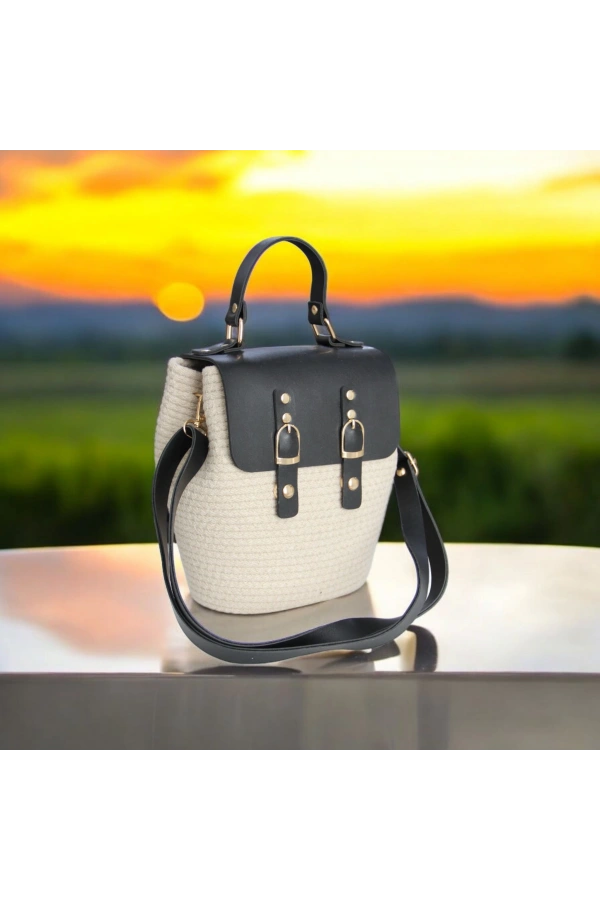 hasır deri kapaklı deri saplı el yapımı spor çanta