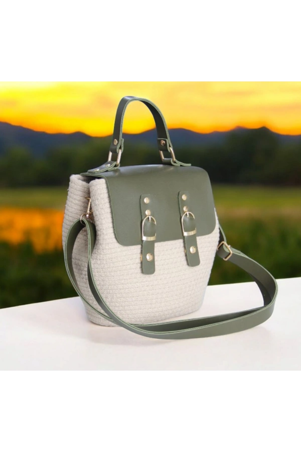 hasır deri kapaklı deri saplı el yapımı spor çanta