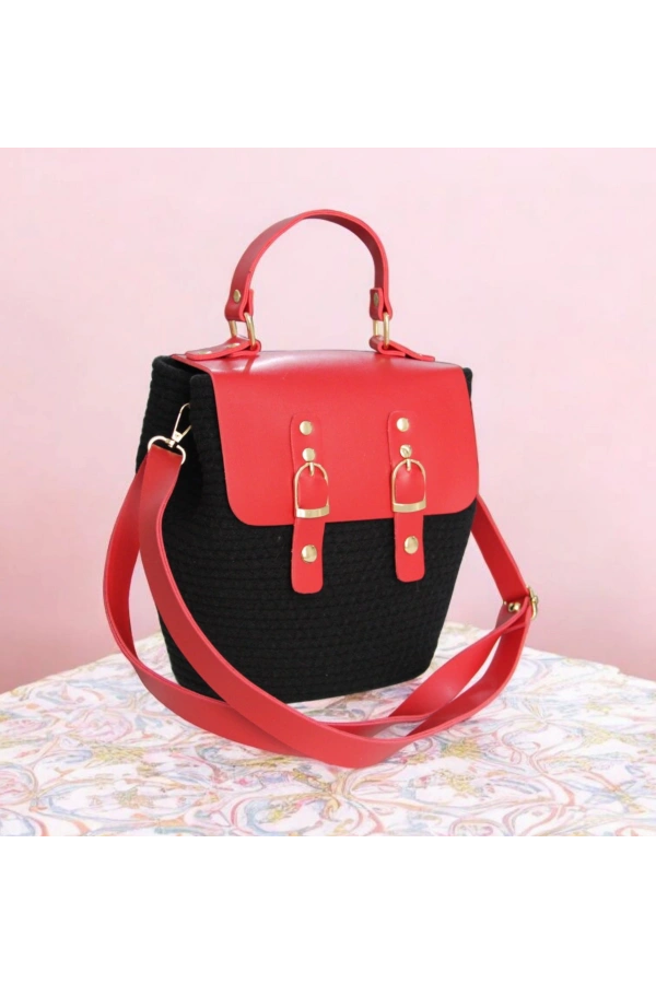 hasır deri kapaklı deri saplı el yapımı spor çanta