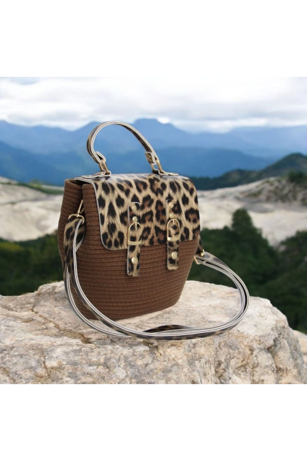 hasır deri kapaklı deri saplı el yapımı spor çanta