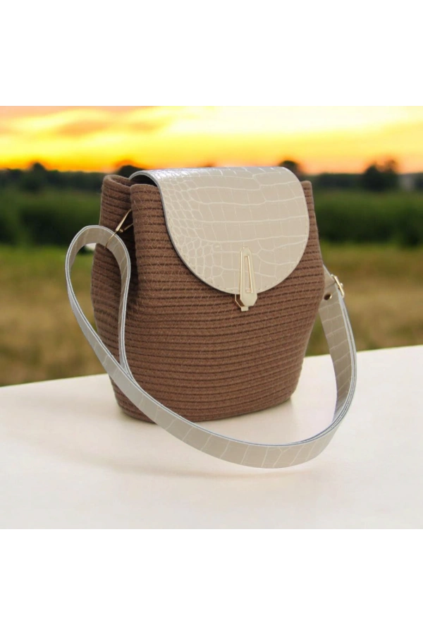 hasır deri kapaklı deri saplı el yapımı spor çanta