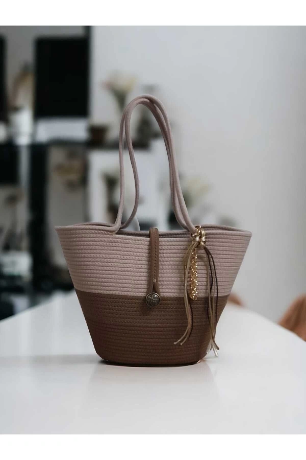 Hasır Kol Çantası Kadın Omuz Çantası Özel Tasarım Çanta Jüte Çanta Kadın Çantası