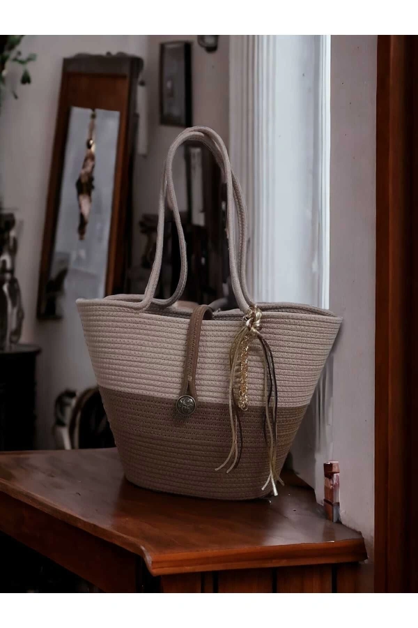 Hasır Kol Çantası Kadın Omuz Çantası Özel Tasarım Çanta Jüte Çanta Kadın Çantası