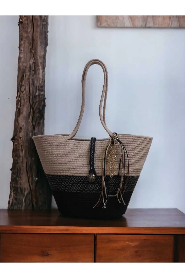 Hasır Kol Çantası Kadın Omuz Çantası Özel Tasarım Çanta Kadın Çantası Jüte Çanta