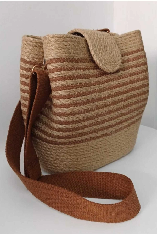 Hasır Şeritli Omuz Çantası Kadın Çantası Jüte Çanta Özel Tasarım Şık Elite Maxi Boy Çanta