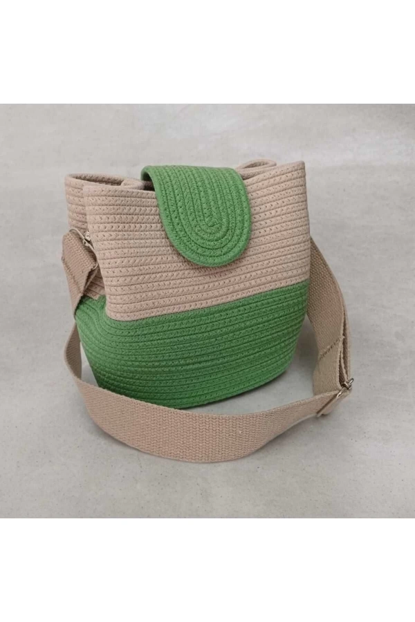 kadın omuz çantası  %100 pamuklı gerçek kordon ipden tasarım hasır jüte