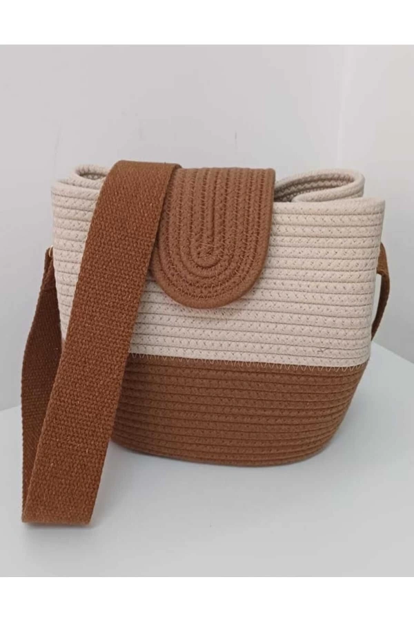 kadın omuz çantası  %100 pamuklı gerçek kordon ipden tasarım hasır jüte