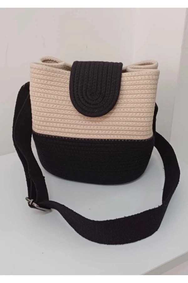 kadın omuz çantası  %100 pamuklı gerçek kordon ipden tasarım hasır jüte
