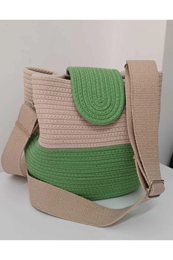 kadın omuz çantası  %100 pamuklı gerçek kordon ipden tasarım hasır jüte