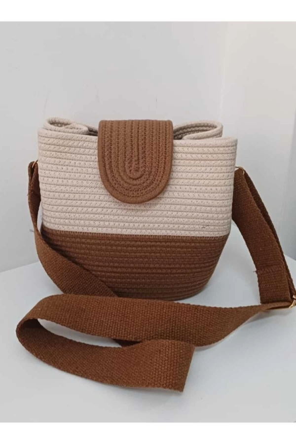 kadın omuz çantası  %100 pamuklı gerçek kordon ipden tasarım hasır jüte