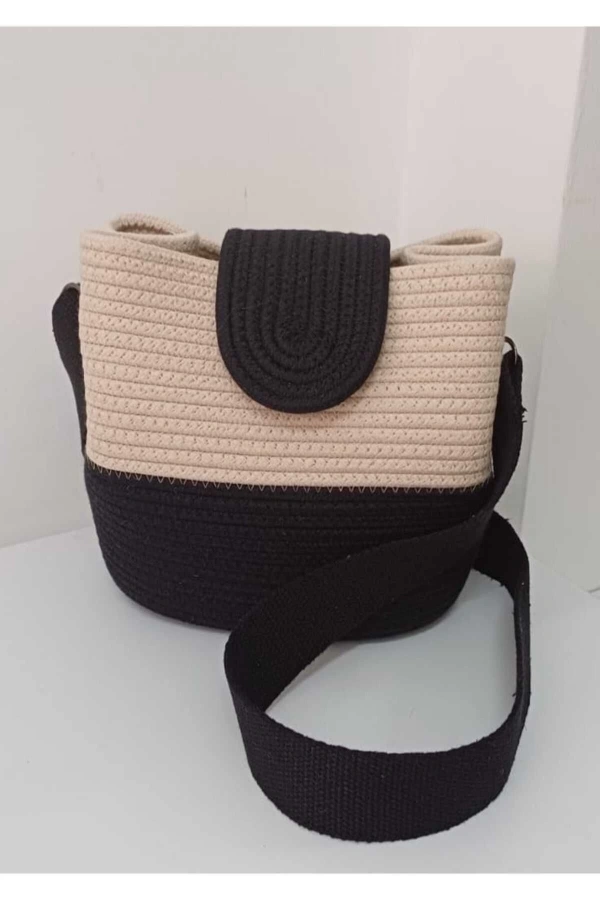 kadın omuz çantası  %100 pamuklı gerçek kordon ipden tasarım hasır jüte