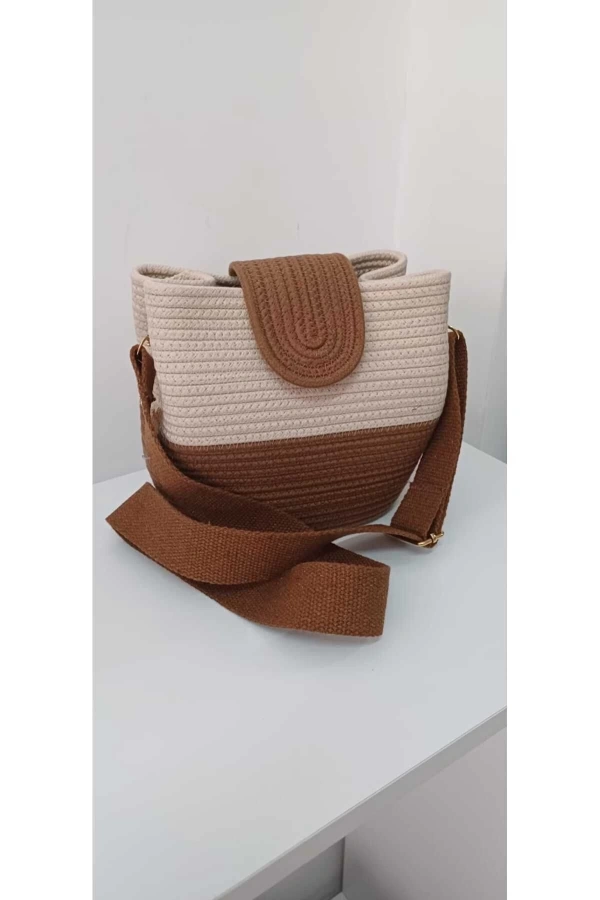 kadın omuz çantası  %100 pamuklı gerçek kordon ipden tasarım hasır jüte