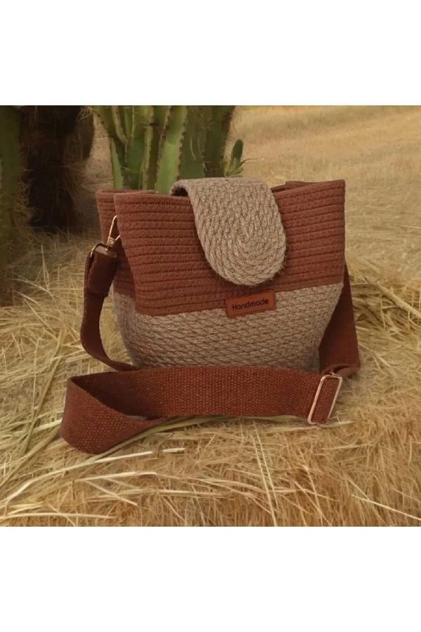 kadın omuz çantası  %100 pamuklu  gerçek kordon  ve gerçek Jüt ipden tasarım hasır jüte özel tasarım