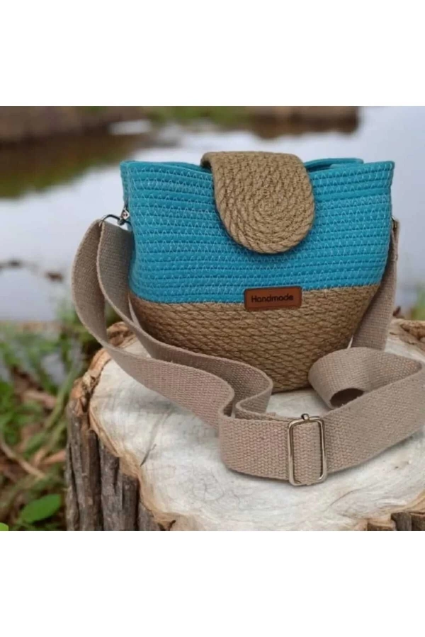 kadın omuz çantası  %100 pamuklu  gerçek kordon  ve gerçek Jüt ipden tasarım hasır jüte özel tasarım