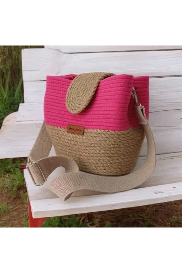 kadın omuz çantası  %100 pamuklu  gerçek kordon  ve gerçek Jüt ipden tasarım hasır jüte özel tasarım