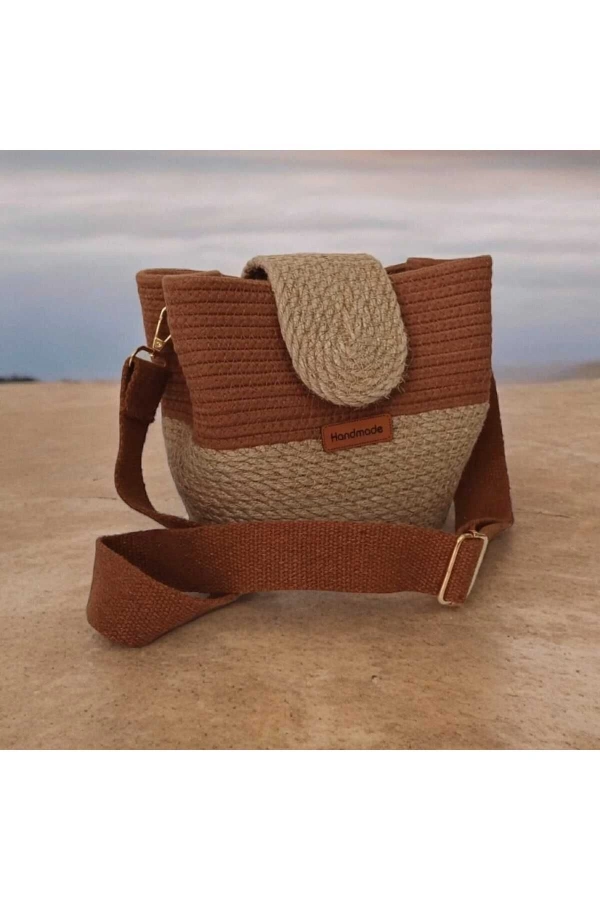 kadın omuz çantası  %100 pamuklu  gerçek kordon  ve gerçek Jüt ipden tasarım hasır jüte özel tasarım