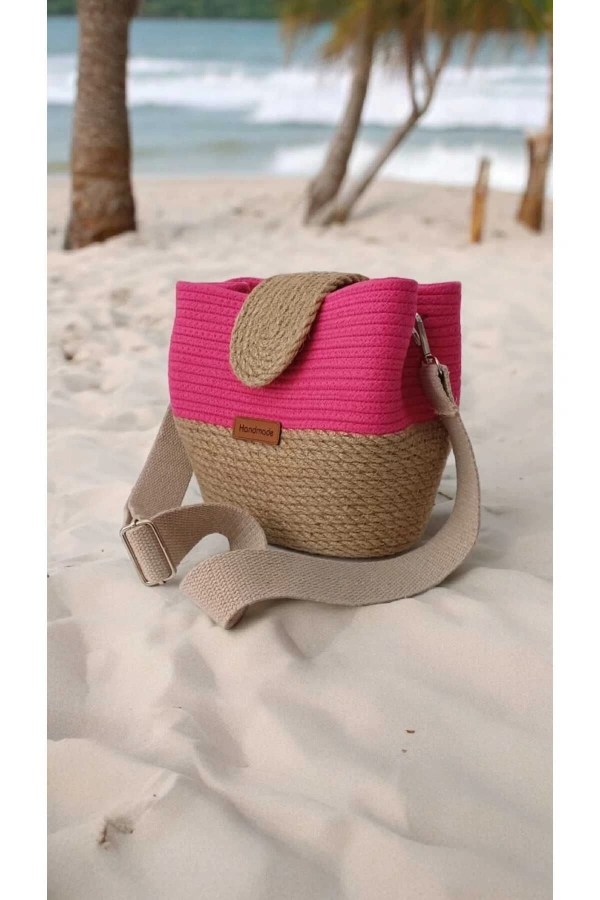 kadın omuz çantası  %100 pamuklu  gerçek kordon  ve gerçek Jüt ipden tasarım hasır jüte özel tasarım