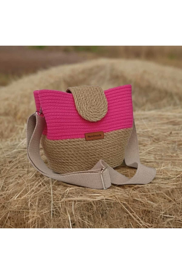 kadın omuz çantası  %100 pamuklu  gerçek kordon  ve gerçek Jüt ipden tasarım hasır jüte özel tasarım