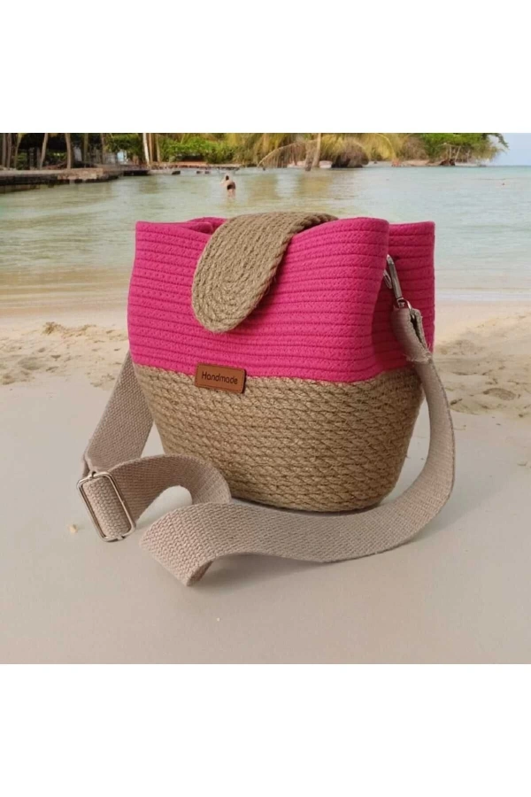 kadın omuz çantası  %100 pamuklu  gerçek kordon  ve gerçek Jüt ipden tasarım hasır jüte özel tasarım