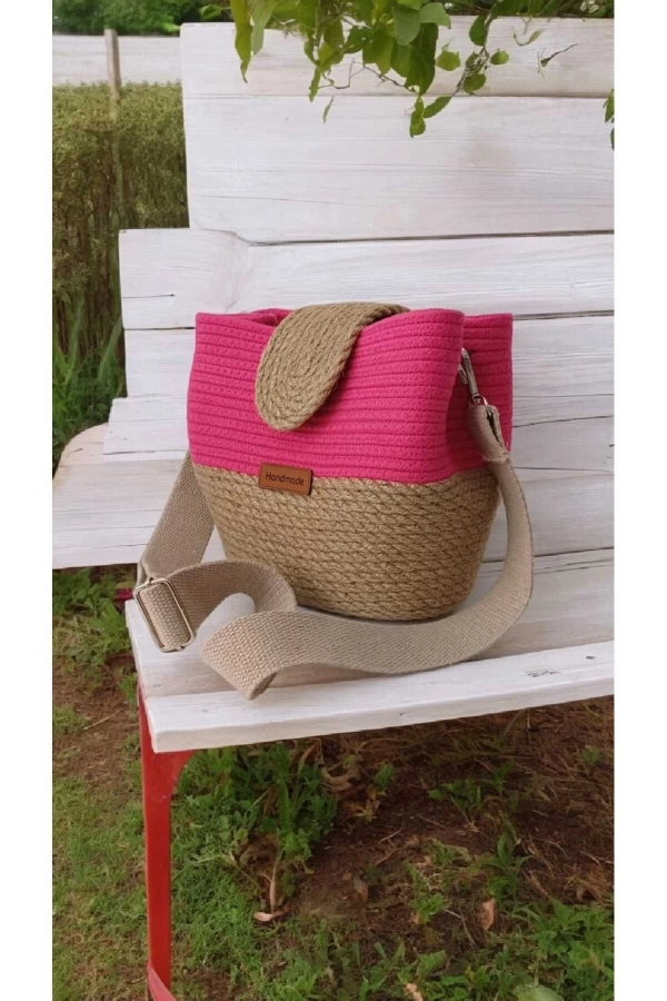 kadın omuz çantası  %100 pamuklu  gerçek kordon  ve gerçek Jüt ipden tasarım hasır jüte özel tasarım