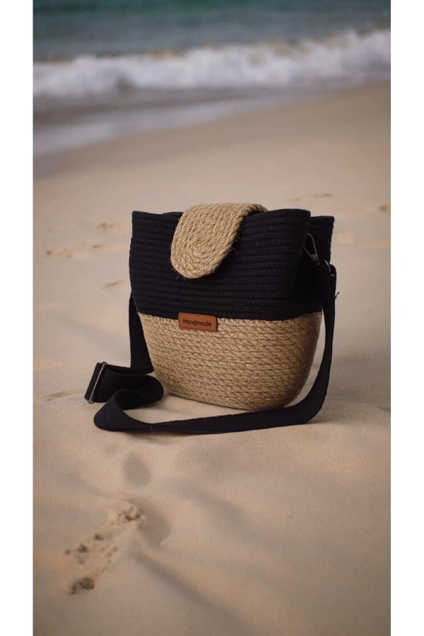 kadın omuz çantası  pamuklu  gerçek kordon  ve gerçek Jüt ipden tasarım hasır jüte özel tasarım