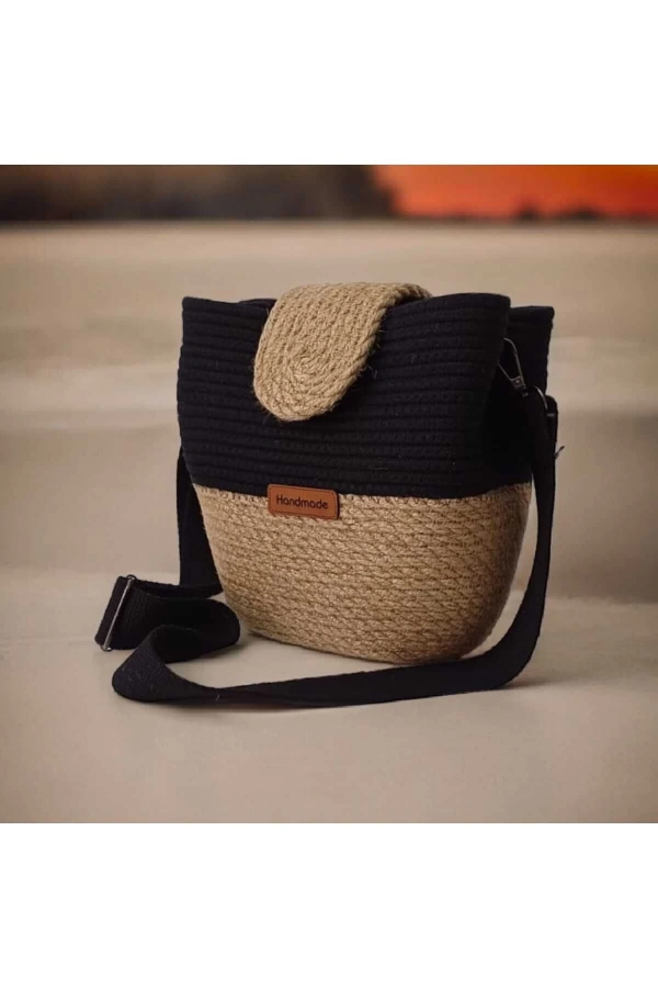 kadın omuz çantası  pamuklu  gerçek kordon  ve gerçek Jüt ipden tasarım hasır jüte özel tasarım
