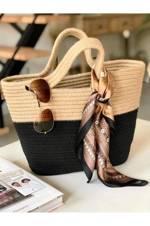 plaj çantası doğal jüt görünümlü %100 pamukdan plaj çantası el yapımı özel tasarım kadın plaj