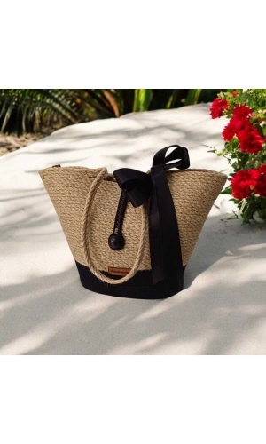 Elyapımı Çanta Hasır Çanta Mini Plaj Çantası Özel Tasarım Kadın Plaj Çantası