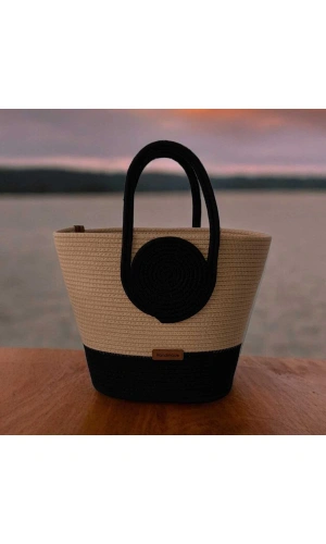 Elyapımı Hasır Çanta Mini Plaj Çantası Özel Tasarım Kadın Plaj Çantası