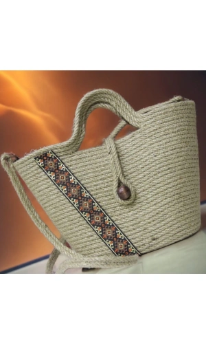 Hasır Çanta Tasarım Çanta , Otantik Kadın Çantası, El Yapımı Çanta, Jüte Çanta