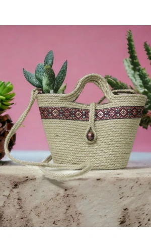 Hasır Çanta Tasarım Çanta , Otantik Kadın Çantası, El Yapımı Çanta,jüte Çanta